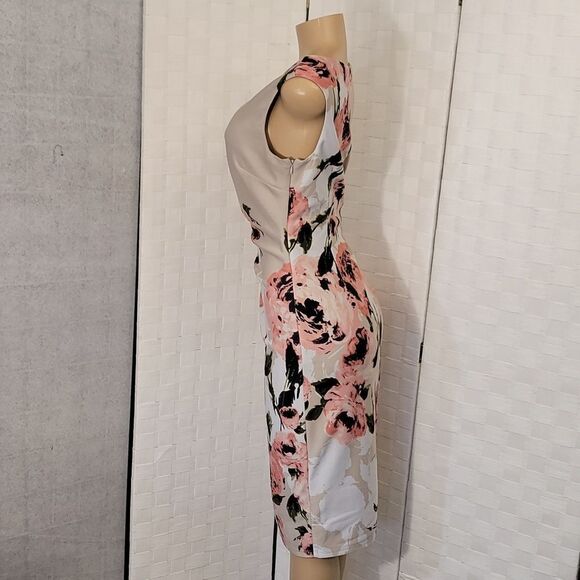 GLAMOUR WIDTH ROUND NECKLINE FLORAL EMBROIDERED SHEATH DRESS - Picture 5 of 14